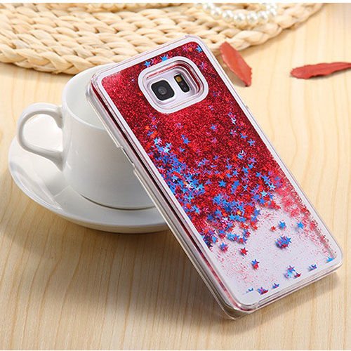 Galaxy Note 5 ile Uyumlu Kılıf Akışkan Dolgulu Silikon Kırmızı