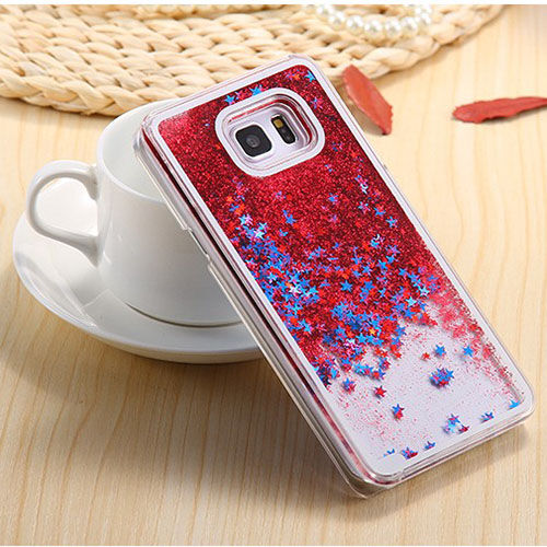 Galaxy Note 5 ile Uyumlu Kılıf Akışkan Dolgulu Silikon Kırmızı