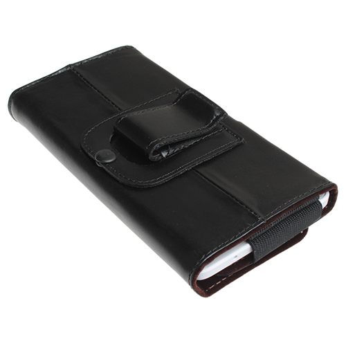 Galaxy Note 4 ile Uyumlu Kemere Takmalı Hakiki Deri Kılıf Siyah