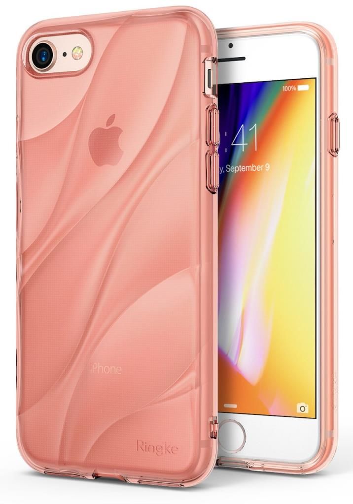 Ringke Flow iPhone 7/8 ile Uyumlu KIlıf Rose Gold 3D Dalga Efekti Hafif Esnek Renkli Transparan