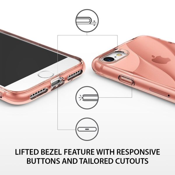 Ringke Flow iPhone 7/8 ile Uyumlu KIlıf Rose Gold 3D Dalga Efekti Hafif Esnek Renkli Transparan