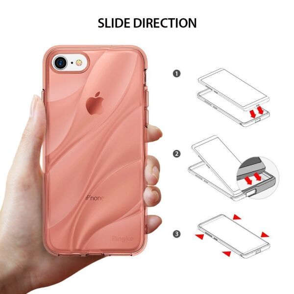 Ringke Flow iPhone 7/8 ile Uyumlu KIlıf Rose Gold 3D Dalga Efekti Hafif Esnek Renkli Transparan