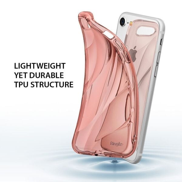 Ringke Flow iPhone 7/8 ile Uyumlu KIlıf Rose Gold 3D Dalga Efekti Hafif Esnek Renkli Transparan