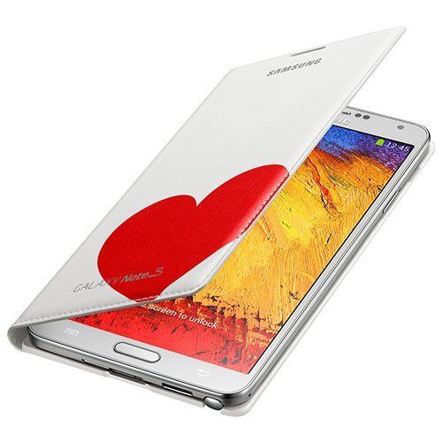 Galaxy Note 3 ile Uyumlu Moschino Flip Wallet Kılıf Kırmızı Kalp EF-EN900BREGWW