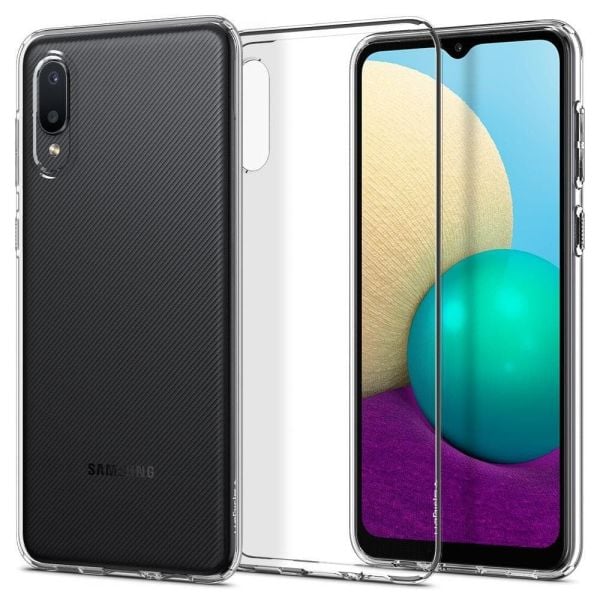 Spigen Galaxy A02 / Galaxy M02 ile Uyumlu Kılıf Liquid Crystal 4 Tarafı Tam Koruma Crystal Clear