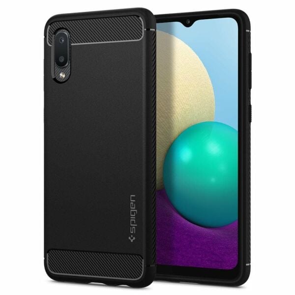 Spigen Galaxy A02 / Galaxy M02 ile Uyumlu Kılıf Rugged Armor Matte Black