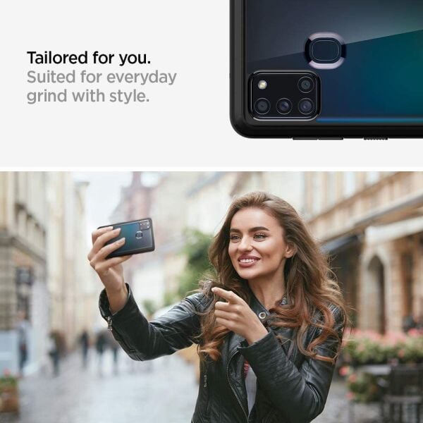 Spigen Galaxy A21s ile Uyumlu Kılıf Ultra Hybrid Matte Black