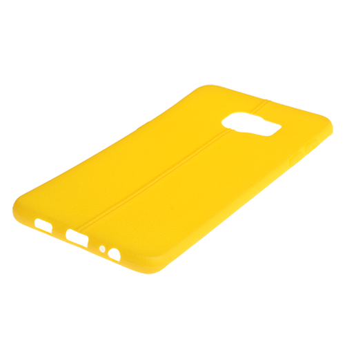 Galaxy S6 Edge Plus ile Uyumlu Slim Silikon Deri Desenli Kılıf Sarı