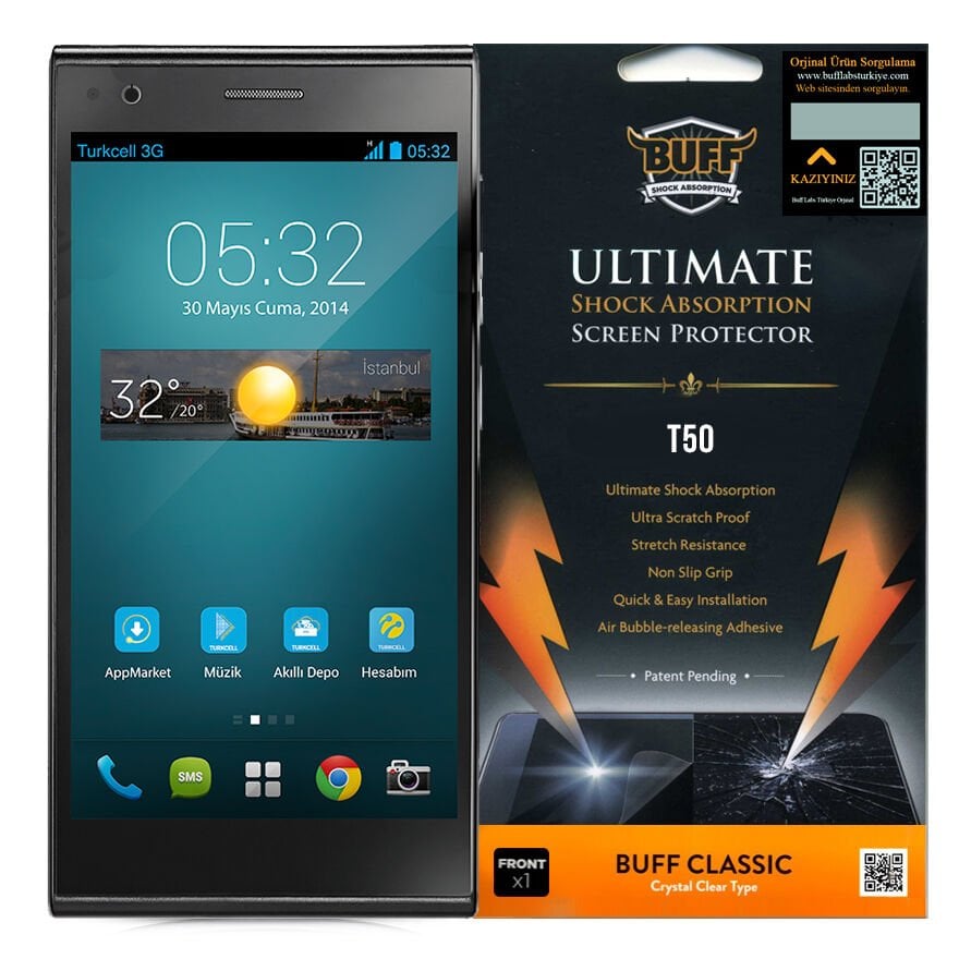 Buff T50 ile Uyumlu Darbe Emici Ekran Koruyucu Film