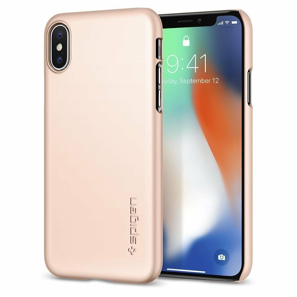 Spigen iPhone X ile Uyumlu Kılıf Thin Fit Ultra İnce Blush Gold