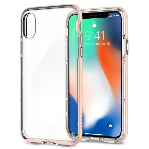 Spigen iPhone X ile Uyumlu Kılıf Neo Hybrid Crystal Blush Gold