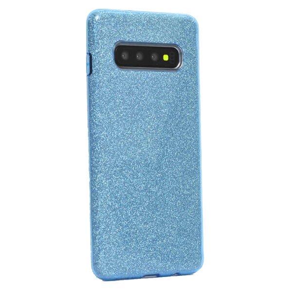 Galaxy S10 Plus ile UyumluShining Simli Silikon Kılıf Mavi