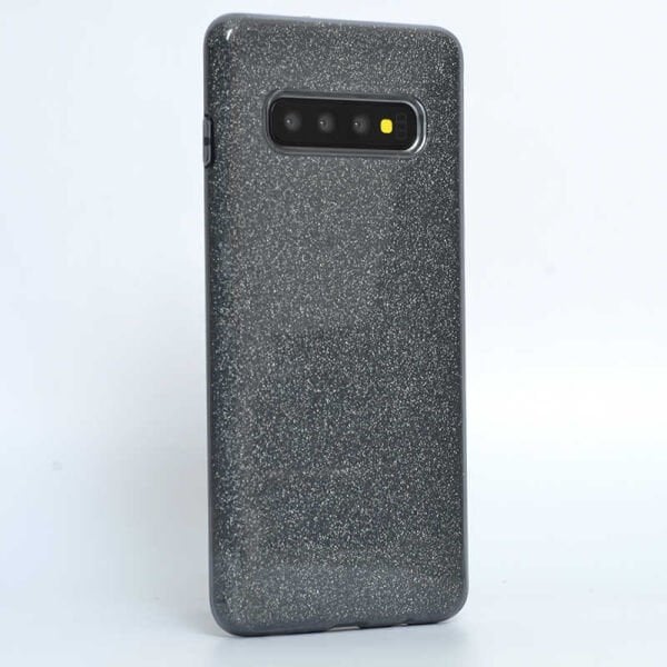 Galaxy S10 Plus ile Uyumlu Shining Simli Silikon Kılıf Siyah