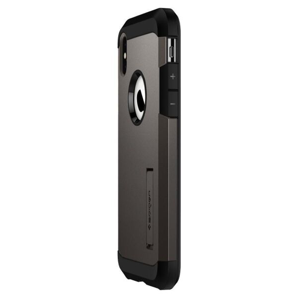 Spigen iPhone XS ile Uyumlu Kılıf Tough Armor Gunmetal (Out)