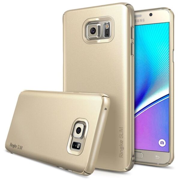 Ringke Slim Galaxy Note 5 ile Uyumlu Kılıf Royal Gold 4 Tarafı Saran İnce Şık Tasarım