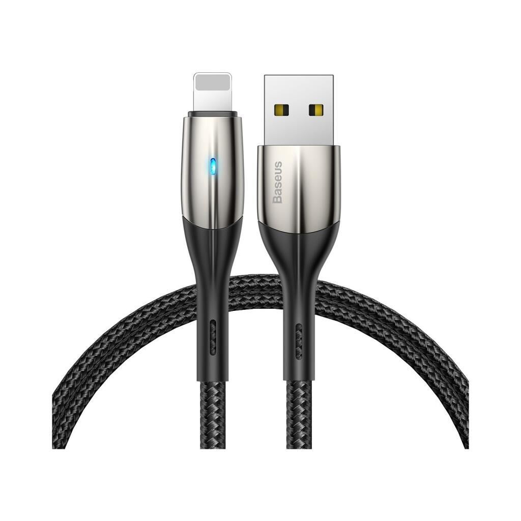 Baseus Lightning Horizontal Data ve Şarj Kablosu Işıklı 1M CALSP-B01 Siyah