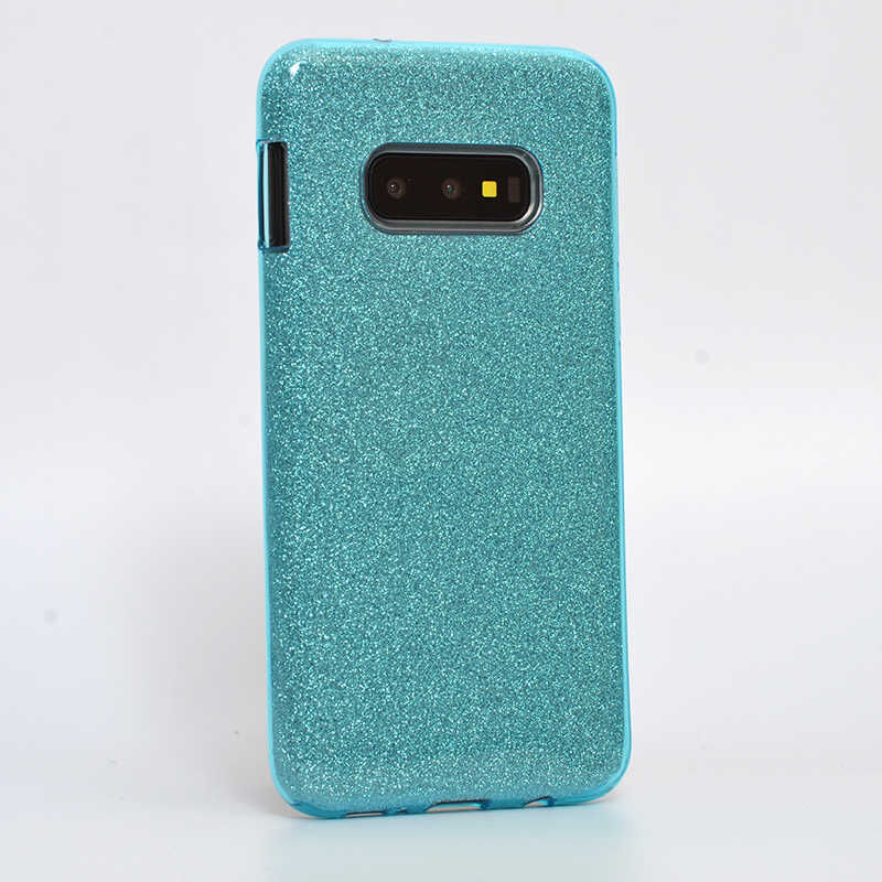 Galaxy S10e ile Uyumlu Shining Simli Silikon Kılıf Mavi