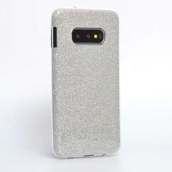 Galaxy S10e ile Uyumlu Shining Simli Silikon Kılıf Gümüş