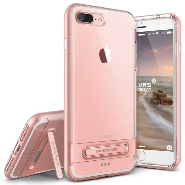 VRS Design iPhone 8 Plus / 7 Plus ile Uyumlu Crystal Bumper Kılıf Rose Gold