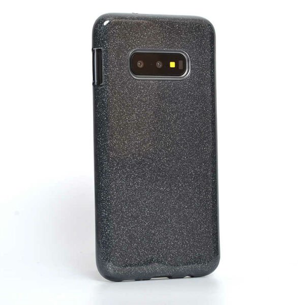 Galaxy S10e ile Uyumlu Shining Simli Silikon Kılıf Siyah