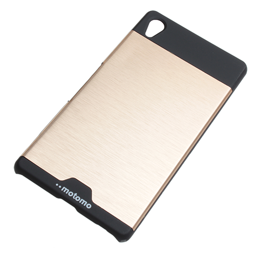 Xperia Z3 Plus ile Uyumlu Kılıf Motomo Serisi Metal Kaplamalı Sert Altın