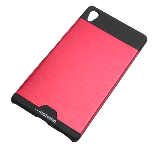 Xperia Z3 Plus ile Uyumlu Kılıf Motomo Serisi Metal Kaplamalı Sert Kırmızı