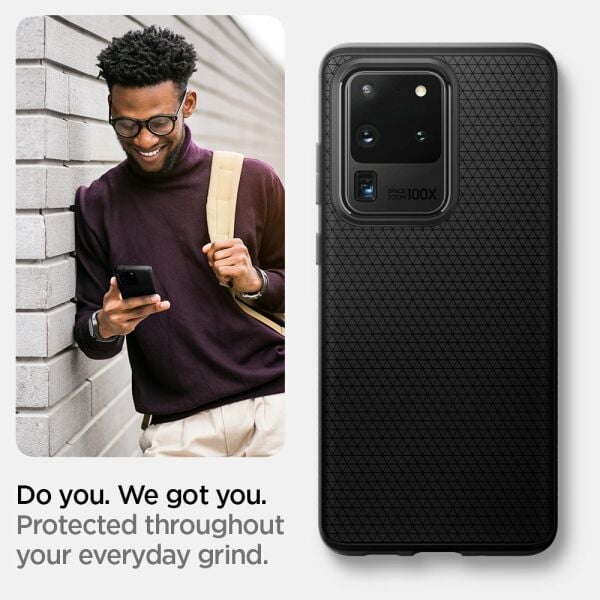 Spigen Galaxy S20 Ultra ile Uyumlu Kılıf Liquid Air Matte Black