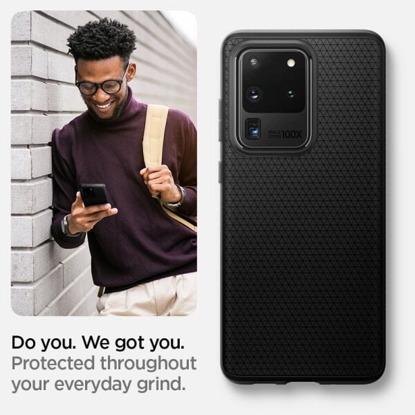 Spigen Galaxy S20 Ultra ile Uyumlu Kılıf Liquid Air Matte Black