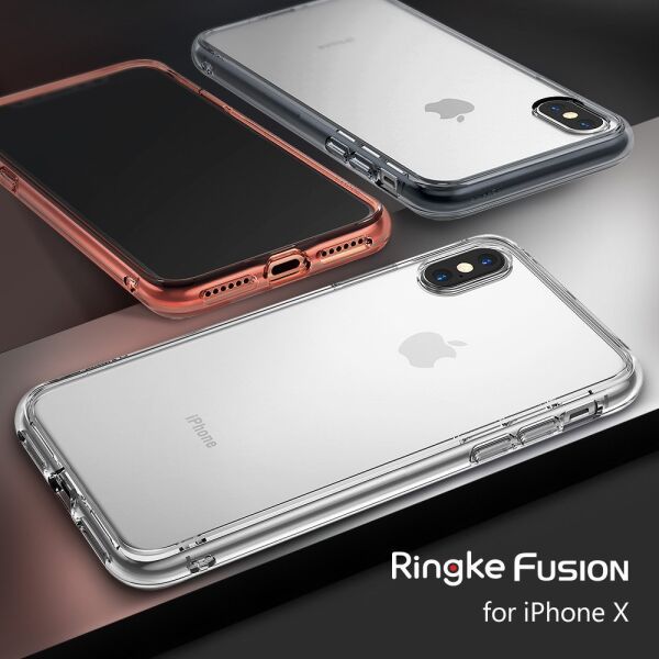 Ringke Fusion iPhone X ile Uyumlu KIlıf Smoke Black TPU Bumper Extra Darbe Emici