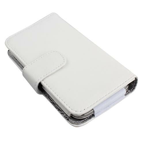 Xperia Acro S LT26W ile Uyumlu Yan Kapaklı Cüzdanlı Kart Bölmeli Deri Kılıf Beyaz Renk