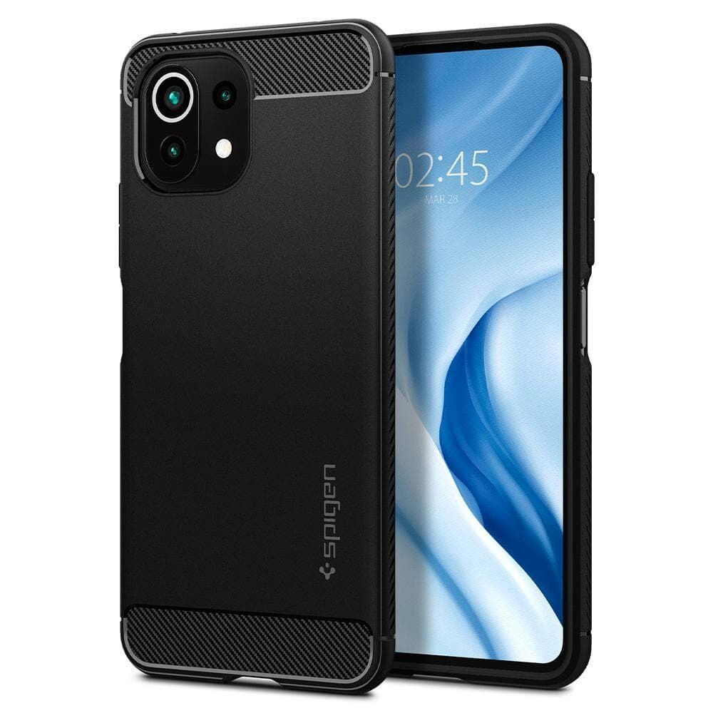 Spigen Mi 11 Lite ile Uyumlu Kılıf Rugged Armor Matte Black