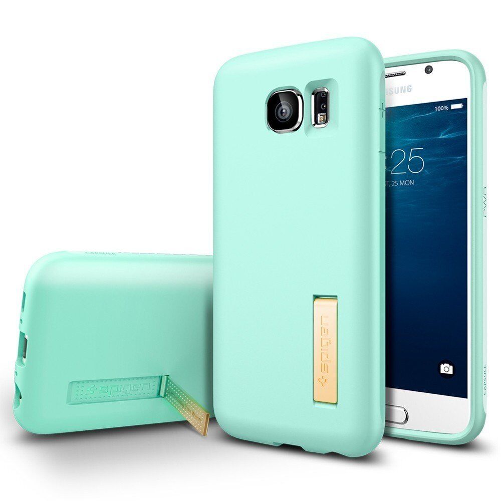 Spigen Galaxy S6 ile Uyumlu Kılıf Capsule Solid Mint Green