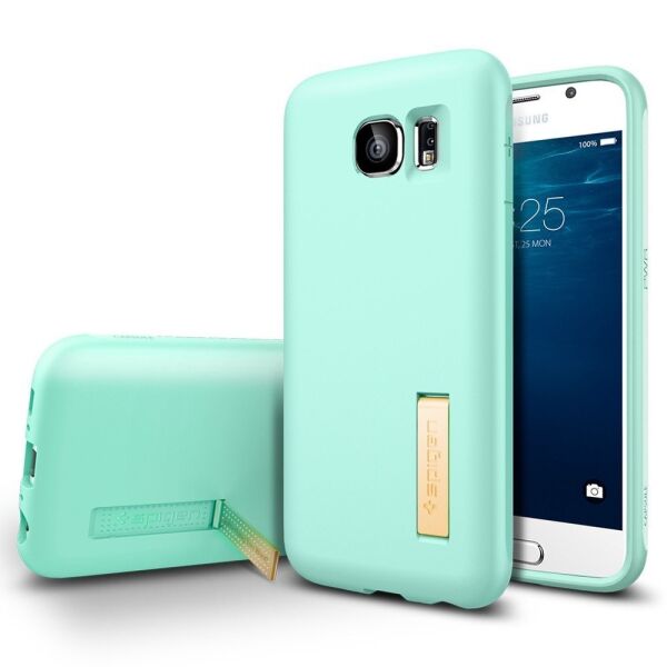 Spigen Galaxy S6 ile Uyumlu Kılıf Capsule Solid Mint Green