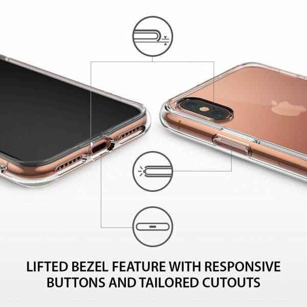 Ringke Fusion iPhone X ile Uyumlu KIlıf Crystal Clear TPU Bumper Extra Darbe Emici