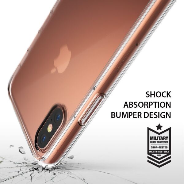 Ringke Fusion iPhone X ile Uyumlu KIlıf Crystal Clear TPU Bumper Extra Darbe Emici