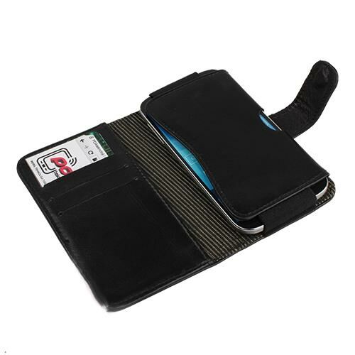 Xperia Acro S LT26W ile Uyumlu Yan Kapaklı Cüzdanlı Kart Bölmeli Deri Kılıf Siyah Renk