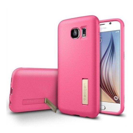 Spigen Galaxy S6 ile Uyumlu Kılıf Capsule Solid Azalea Pink