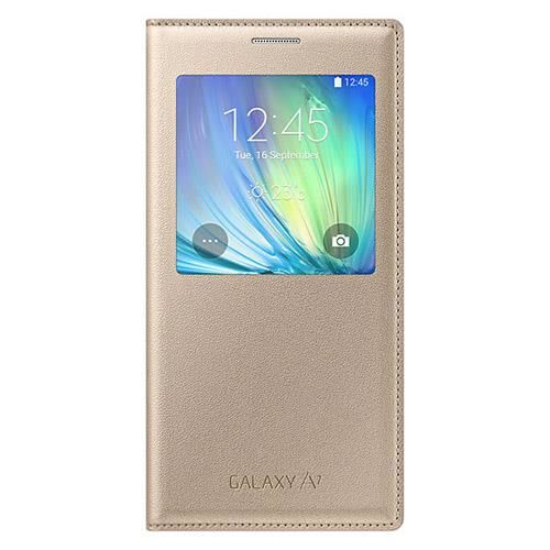 Galaxy A7 2015 ile Uyumlu Kılıf S View Cover EF-CA700BFEGWW Altın (Out)