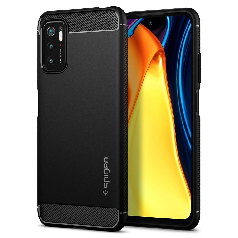 Spigen Redmi Note 10 5G / Poco M3 Pro 5G ile Uyumlu Kılıf Rugged Armor Matte Black
