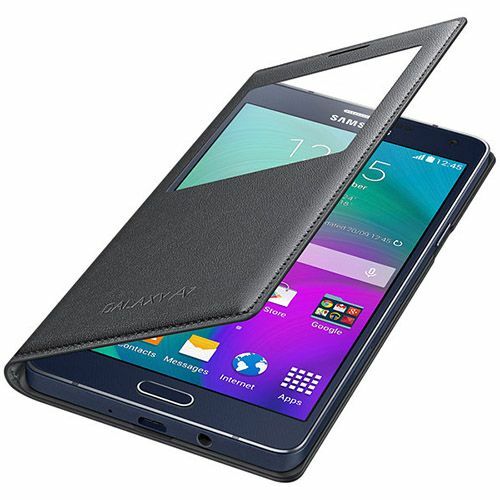 Galaxy A7 2015 ile Uyumlu Kılıf S View Cover EF-CA700BCEGWW Siyah (Out)