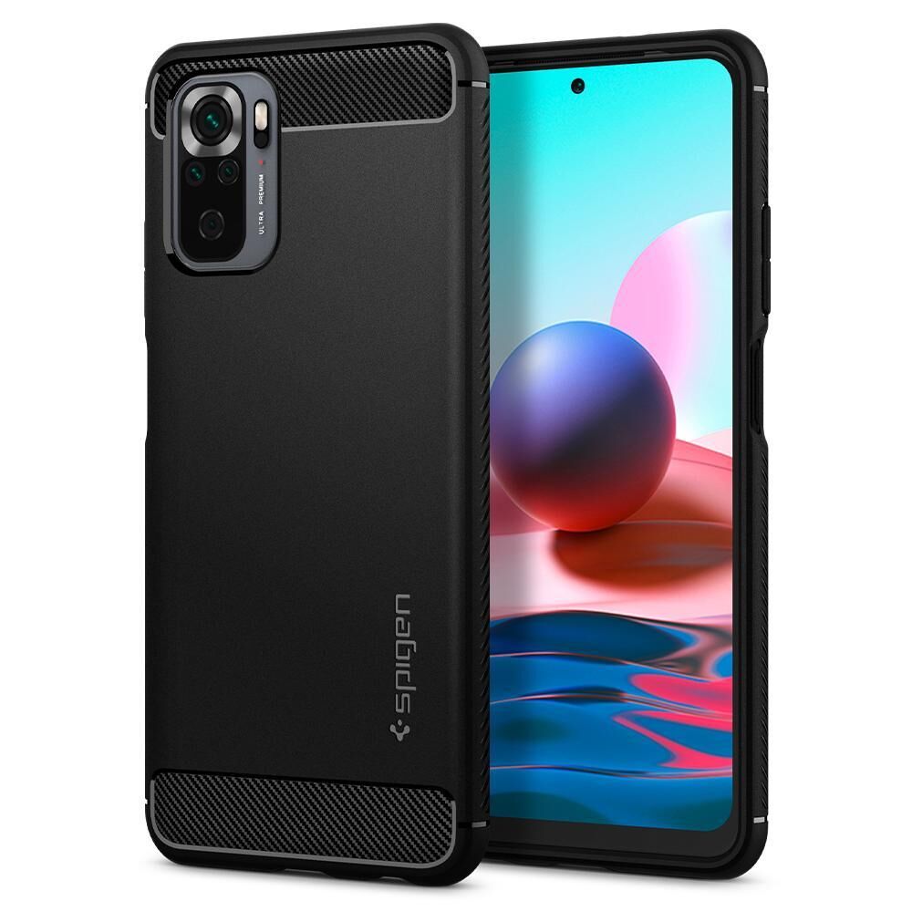 Spigen Redmi Note 10 ile Uyumlu Kılıf Rugged Armor Matte Black