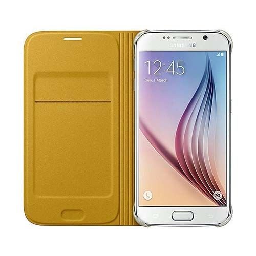 Galaxy S6 ile Uyumlu Flip Wallet (Tekstil) Sarı EF-WG920BYEGWW (Out)