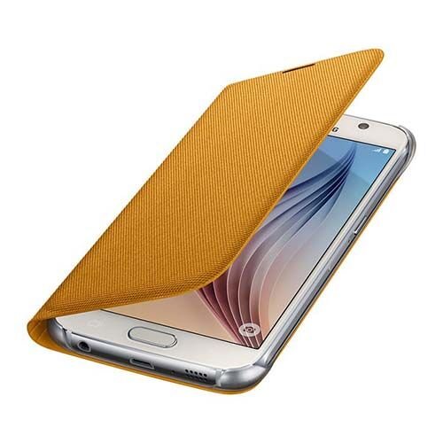 Galaxy S6 ile Uyumlu Flip Wallet (Tekstil) Sarı EF-WG920BYEGWW