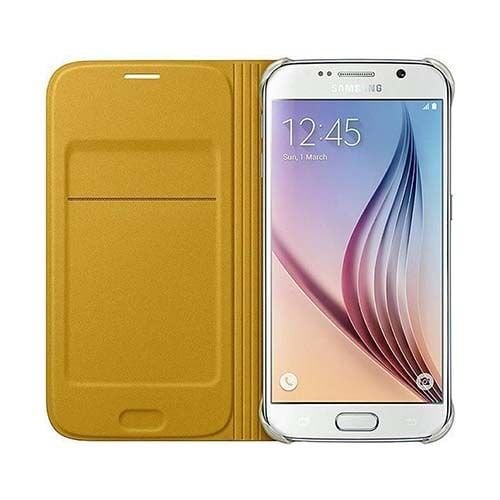Galaxy S6 ile Uyumlu Flip Wallet (Tekstil) Sarı EF-WG920BYEGWW