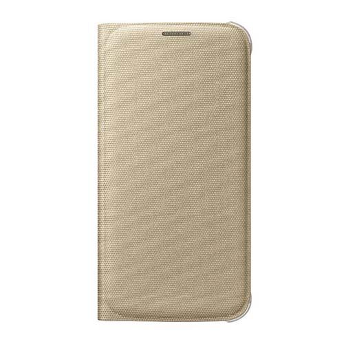 Galaxy S6 ile Uyumlu Flip Wallet (Tekstil) Altın EF-WG920BFEGWW (Out)