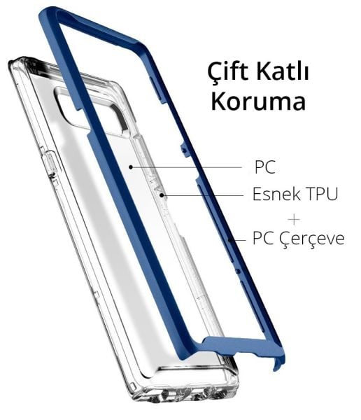 Spigen Galaxy Note 8 ile Uyumlu Kılıf Neo Hybrid Crystal Deep Sea Blue