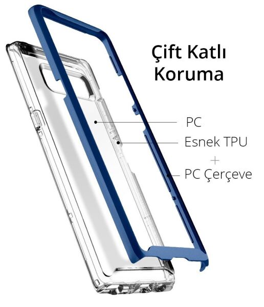 Spigen Galaxy Note 8 ile Uyumlu Kılıf Neo Hybrid Crystal Deep Sea Blue