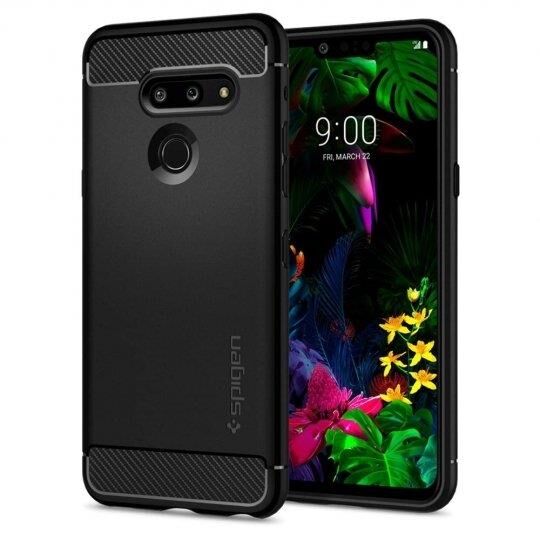 Spigen G8 ThinQ ile Uyumlu Kılıf Rugged Armor Matte Black