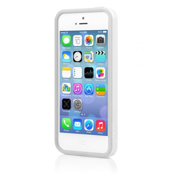 Tavik iPhone SE/5S/5 ile Uyumlu Kılıf Bumper Beyaz-Gri PKG2430