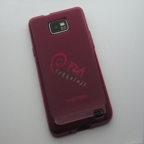 Galaxy S2 i9100 ile Uyumlu Şeffaf Silikon Kılıf Pembe